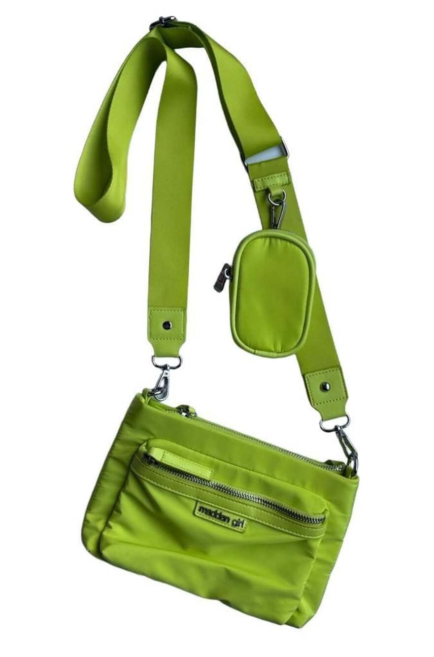 Madden Girl Crossbody Bag Lime Green Nylon with Pouch